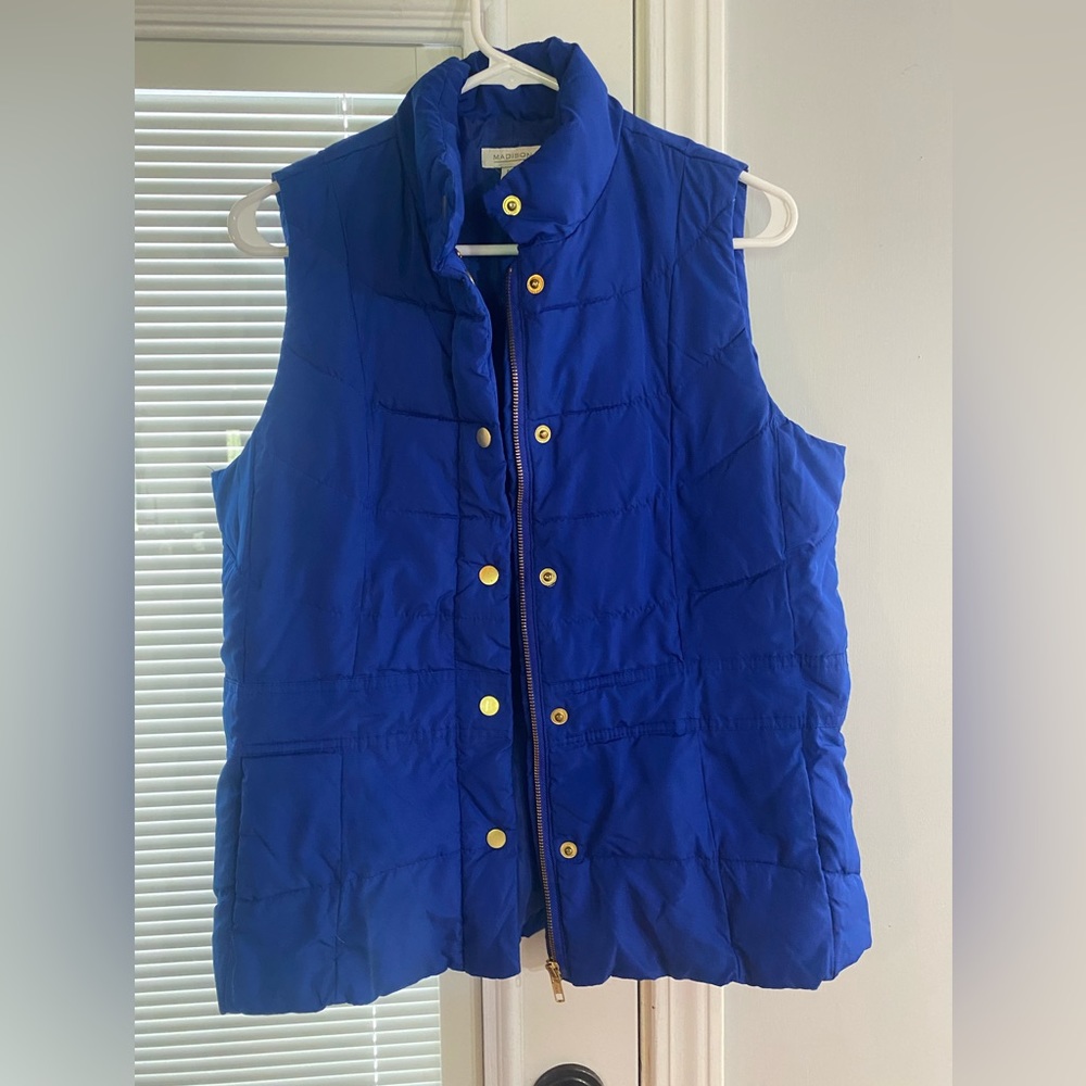 Madison, Medium, winter vest, royal blue.